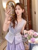 张心子【紫雾香氛】名媛风小香风无袖马甲收腰背心U2503071 商品缩略图8
