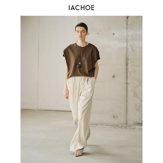 棉仓3621518017-IACHOE垂感细条纹休闲裤 商品图4