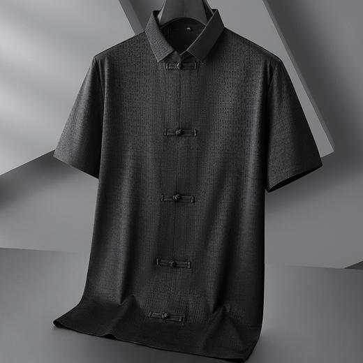 【DPF】大依优型大码短袖衬衫中国风盘扣半袖衬衣冰丝打底衫宽松胖子男士上衣休闲 商品图1