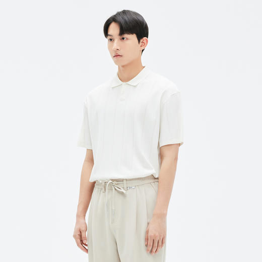 GXG男装   白色透气绣花微阔短袖POLO衫   夏季热卖 商品图2