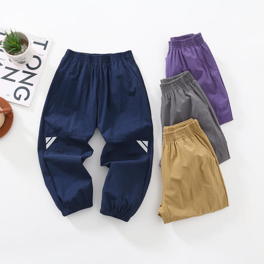 【秒杀】【A类品质，吸湿速干】SIIJJEYY枝辑男女三角标运动裤春夏新款儿童速干长裤百搭三角形小标男女童潮款束脚空气裤运动裤 商品图4