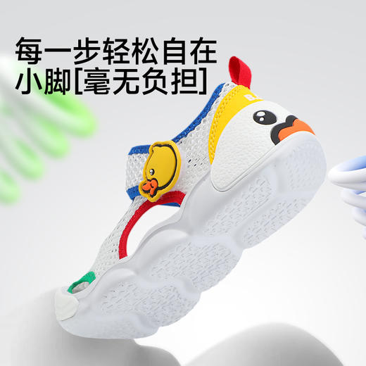 B.Duck小黄鸭童鞋女童包头凉鞋夏季透气男童鞋魔术贴儿童凉运动鞋24-30 B2686862 商品图3