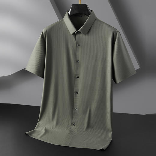 【冰丝弹力】【DWN】大依优型大码男装短袖衬衫加肥加大半袖衬衣宽松休闲弹力打底夏季胖子男士上衣 商品图5