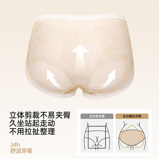 【3条装】熳洁儿 冰丝女士内裤中腰轻薄速干清新小碎花含桑蚕丝25262107 商品图2