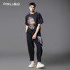 PINLI品立2025夏季新款男士唐老鸭烫画烫钻圆领短袖T恤潮牌上衣BG252111034 商品缩略图1