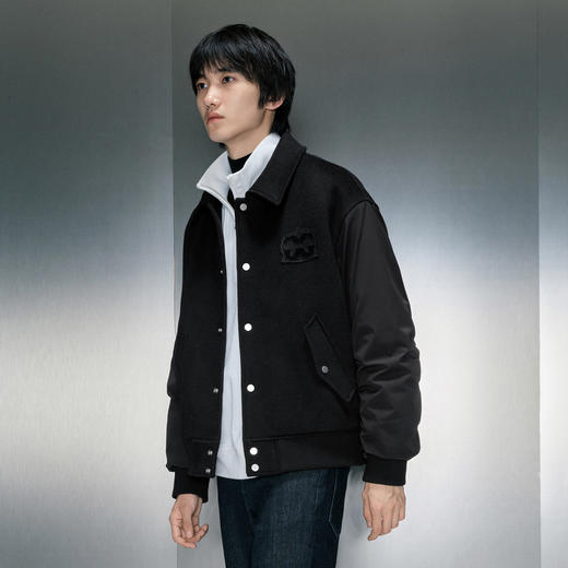 GXG男装 黑色落肩宽松翻领夹克 冬季热卖GEX12127594 商品图2