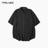 PINLI品立夏季新款设计感拼接短袖衬衫潮牌拉链宽松翻领上衣B252113039 商品缩略图3