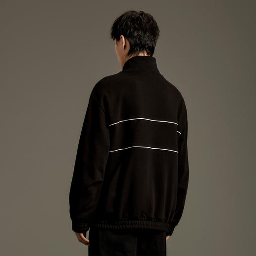 GXG男装 黑色中廓字母印花撞色明线开襟卫衣时尚卫衣GEX13114153 商品图2