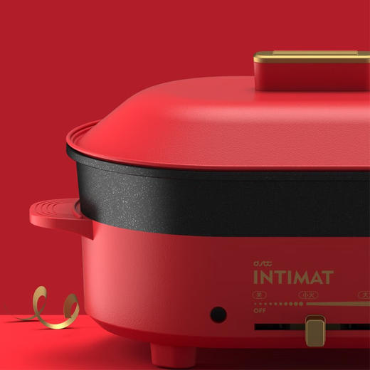 都市太太樱缇美涮烤锅电火锅家用多功能料理锅电烤炉火锅蒸煮炒煎涮烤一体电煮锅_红色 商品图1