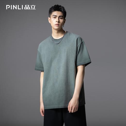 PINLI品立2025夏季新款男士宽松渐变圆领短袖T恤上衣GD252111315 商品图2