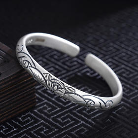 子佩集S999银【菡萏摇曳】手工纯银手镯原创设计【55021248】2503