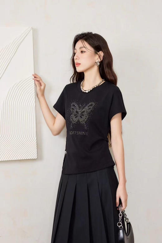 珞炫/LOFTSHINE蝴蝶黑色T恤 商品图3