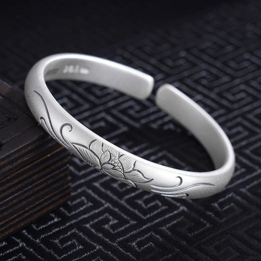 子佩集S999银【莲醉清风】手工纯银手镯原创设计【55021236】2503 商品图1