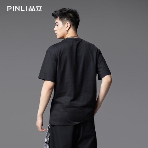 PINLI品立2025夏季新款男士唐老鸭烫画烫钻圆领短袖T恤潮牌上衣BG252111034 商品图3