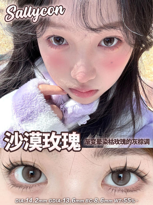 sallycon日抛 奶油灰/蜜桃丸/黑葡萄/水星环/沙漠玫瑰 14.2mm 日抛无售后！！灰黑棕褐 商品图1