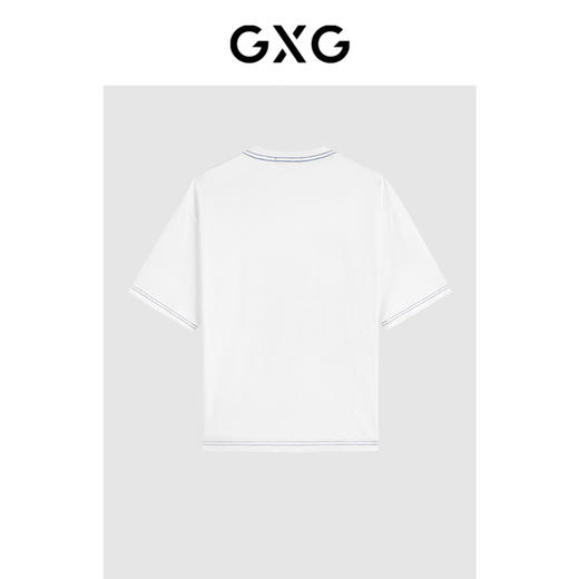 GXG男装 2024年夏季多色纯棉休闲简约口袋拼接圆领短袖t恤男 商品图1