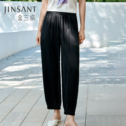 19姆米重磅真丝睡裤女100%桑蚕丝束脚哈伦裤可外穿家居裤金三塔   YSFFB902 商品图0