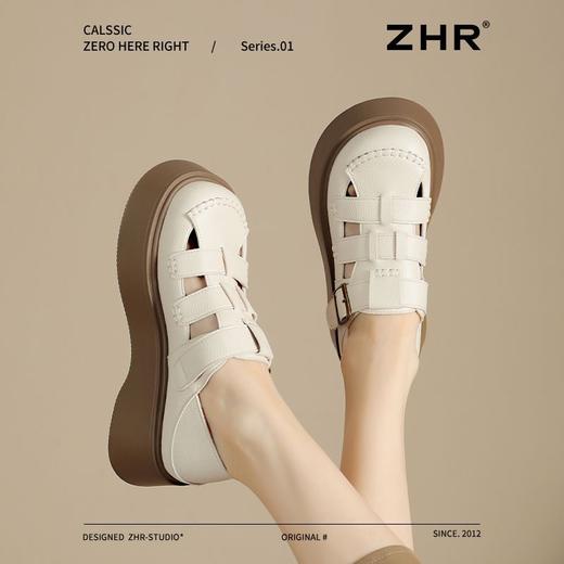 ZHR则则厚底罗马凉鞋女新款夏季包头编织猪笼鞋两穿镂空洞洞鞋女 商品图6