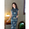 时尚改良新中式，仿麻蓝格文艺范旗袍GX-396093 商品缩略图3