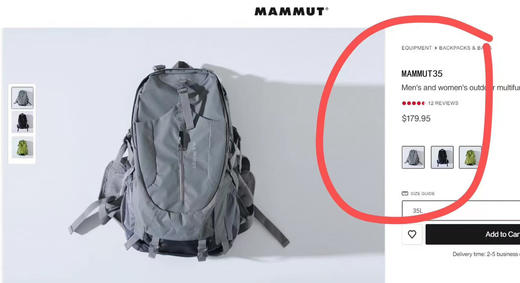 正品瑞士户外大咖猛犸象，外网💲179.95美刀，3D减压背板反光logo休闲健身书包背包户外双肩包
颜色：黑色，绿色，灰色 商品图6