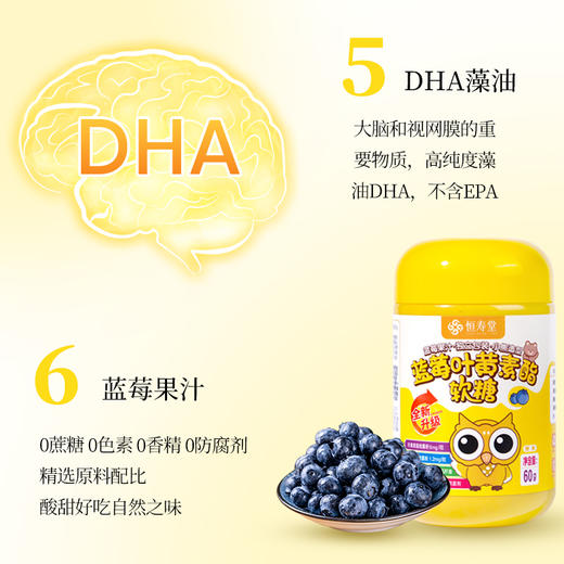 恒寿堂 蓝莓叶黄素软糖 60g 多规格 商品图4