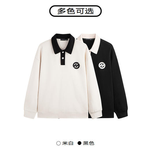 GXG男装 多色撞色设计时尚翻领休闲宽松卫衣男士 2024年春季热卖 商品图3