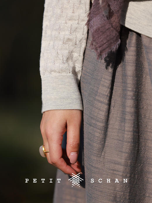 PETIT SCHAN小闪 CLO#769 needle's whispering 针语 羊绒桑蚕丝镂空针织开衫 商品图3