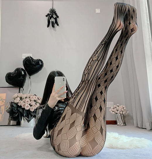 【一撕即爽】性感镂空渔网袜 情趣一体袜长筒过膝 黑丝诱惑装可撕激情内衣女A83 商品图4