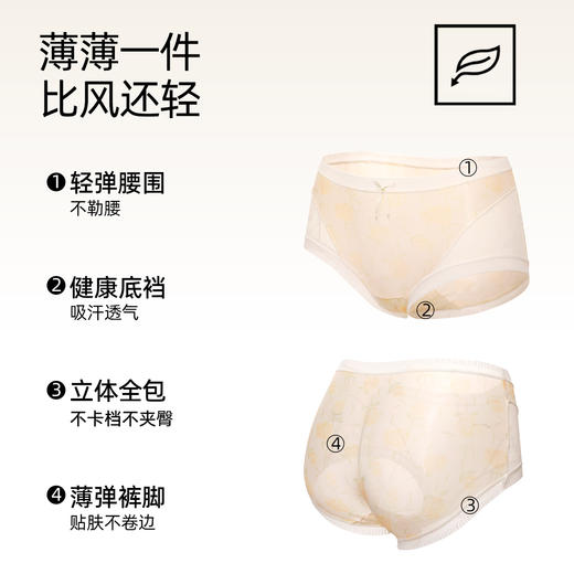 【3条装】熳洁儿 冰丝女士内裤中腰轻薄速干清新小碎花含桑蚕丝25262107 商品图1