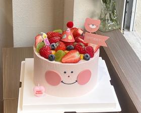 【优品系列】--【粉色水果笑脸】女士水果生日蛋糕