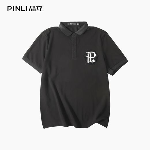 PINLI品立2025夏季新款男士短袖POLO衫植绒印花修身休闲百搭上衣BG252112027 商品图5