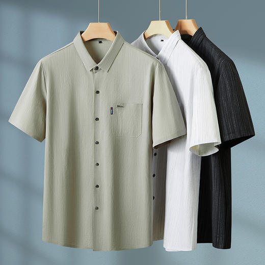 【棉质】【DPF】大依优型大码短袖衬衫夏季薄款半袖体恤男士加大码运动休闲半袖胖子 商品图2