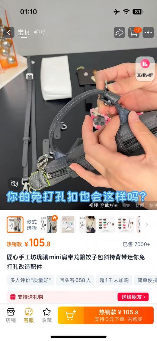 珑骧LONGCHAMP女士便携式饺子包 夏季出行便携首选 商品图1