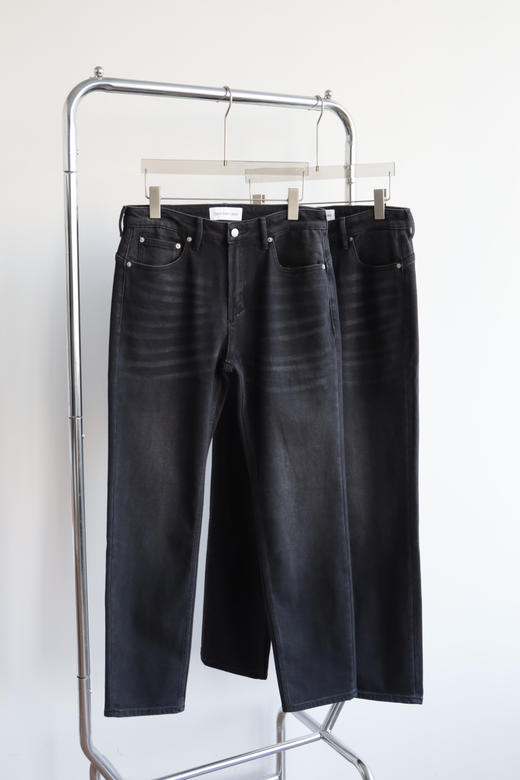 西K 春秋款 小直筒水洗烟灰黑 牛仔裤 NZK236 商品图3