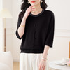 CC-17-2561大码女上衣七分袖t恤春夏2025新款小香风冰丝针织打底衫 商品缩略图3