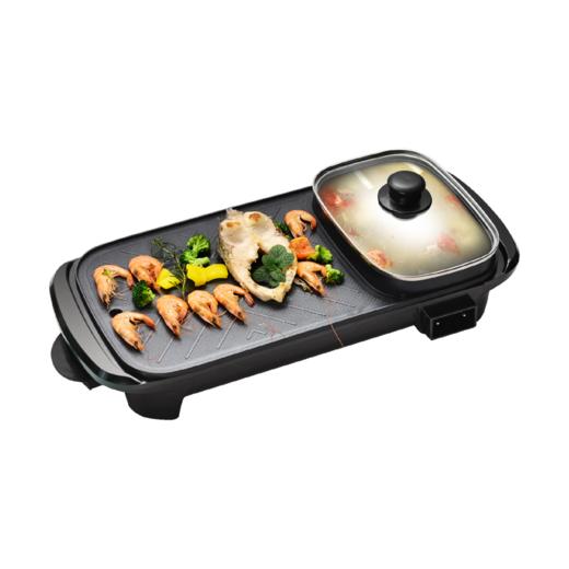 都市太太食来运转烤涮一体机家用小电烤锅涮锅多功能无烟烤肉机韩式家用电烤盘_黑色_1层 商品图0