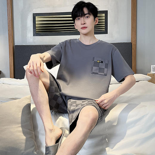 新款夏季男士睡衣短袖短裤家居服套装薄款透气简约休闲居家可外穿2025新款夏季睡衣 商品图1