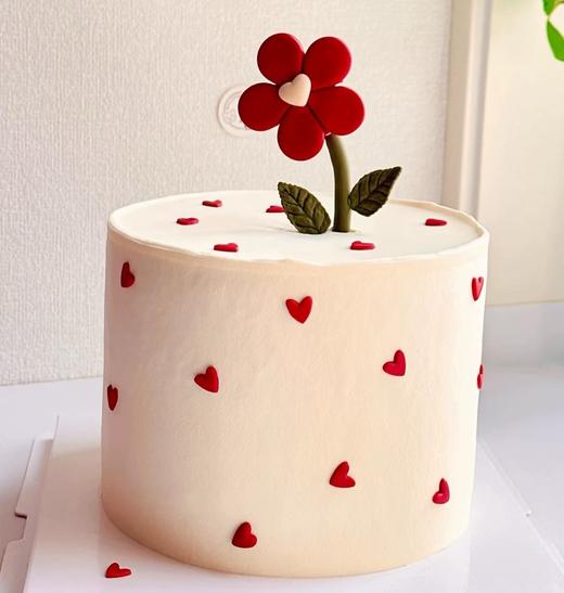 【优品系列】--【爱心小红花】送女孩、女友生日蛋糕 商品图0