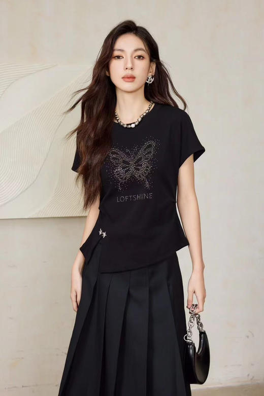珞炫/LOFTSHINE蝴蝶黑色T恤 商品图1