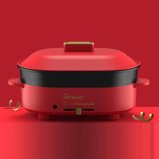 都市太太樱缇美涮烤锅电火锅家用多功能料理锅电烤炉火锅蒸煮炒煎涮烤一体电煮锅_红色 商品图0