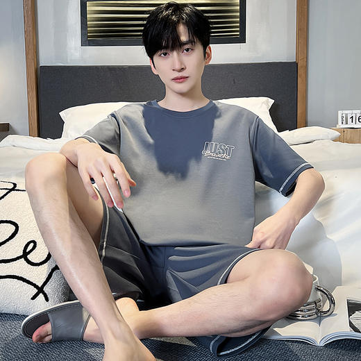 新款夏季男士睡衣短袖短裤家居服套装薄款透气简约休闲居家可外穿2025新款夏季睡衣 商品图3