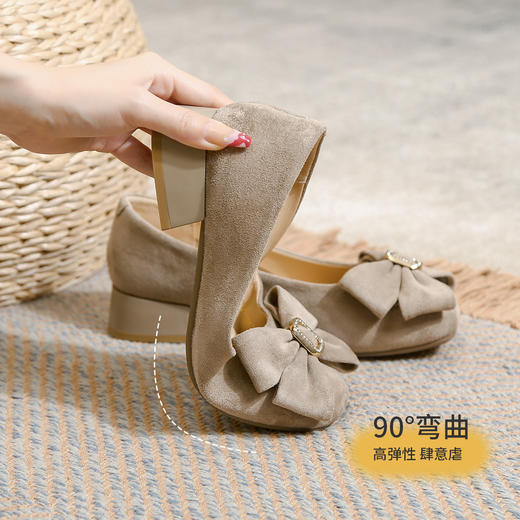 品质好货| Safiya/索菲娅蝴蝶结气质羊皮垫平底浅口单鞋SF41111733 商品图8