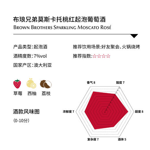 布琅兄弟莫斯卡托桃红起泡葡萄酒Brown Brothers Sparkling Moscato Rosé	 商品图1