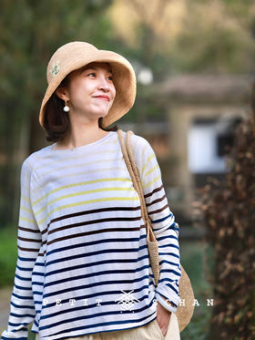 PETIT SCHAN小闪 CLO#479 ode to joy 欢乐颂 全棉撞色条纹圆领长袖针织T恤