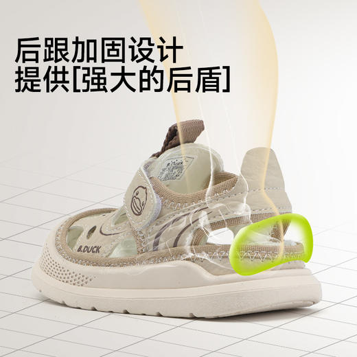B.Duck小黄鸭童鞋男宝宝学步鞋夏季镂空透气网面儿童凉鞋22-26 B2686881 商品图4
