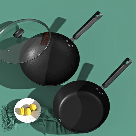 都市太太（DStt）都市太太好时光捶打2件套炒锅煎锅套装黑色燃气灶电磁炉通用_黑色_炒煎 商品图2
