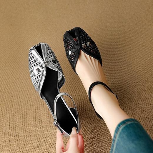 【预售5天】法式编织包头简约镂空一字带罗马凉鞋NJMK&K1521 商品图1