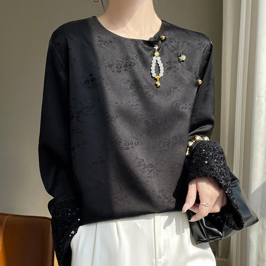 新中式国风亮片衬衫，时尚感洋气衬衣JRGD688 商品图2