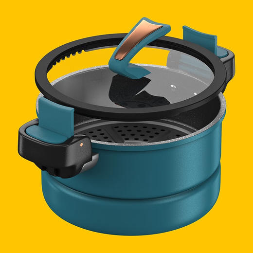 都市太太（DStt）都市太太爱乐扣多功能微压锅大容量燃气灶电磁炉通用_蓝色 商品图3