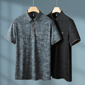 【冰丝弹力】【DPF】大依优型大码短袖POLO衫t恤夏季翻领男士宽松上衣半袖体恤胖子